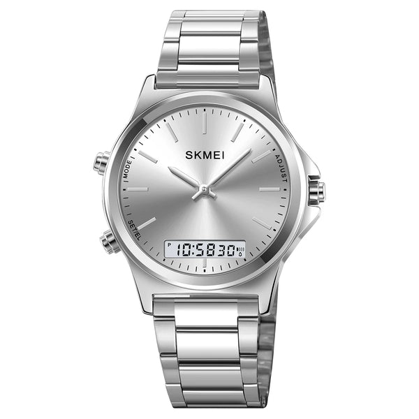 Reloj cronógrafo digital con pantalla de luz trasera de acero completo, relojes de pulsera con alarma impermeables para hombre