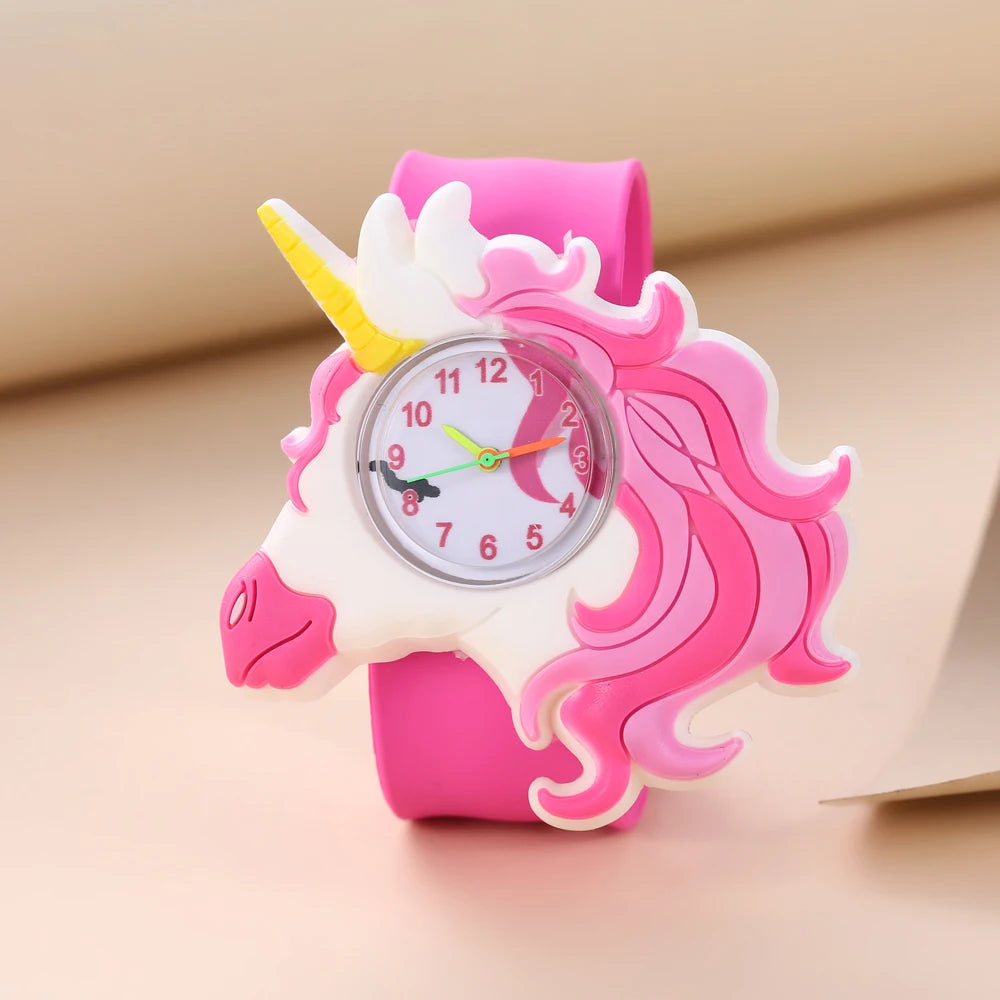 Reloj de dibujos animados 3D para niños, astronauta, aves de corral, frutas, flores, cuarzo, arcoíris, amor, pastel de cumpleaños, regalo para bebé, juguete