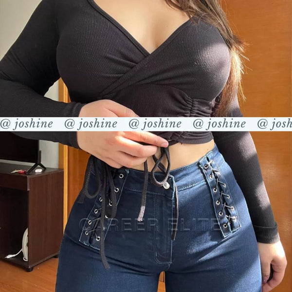 Pantalones vaqueros Vintage ajustados de cintura alta para mujer, viste elegante y sexy