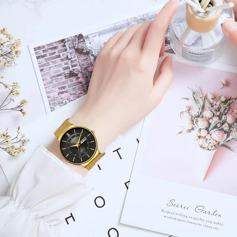 Reloj LIGE para mujer, reloj lujoso y elegante de cuarzo ultrafino