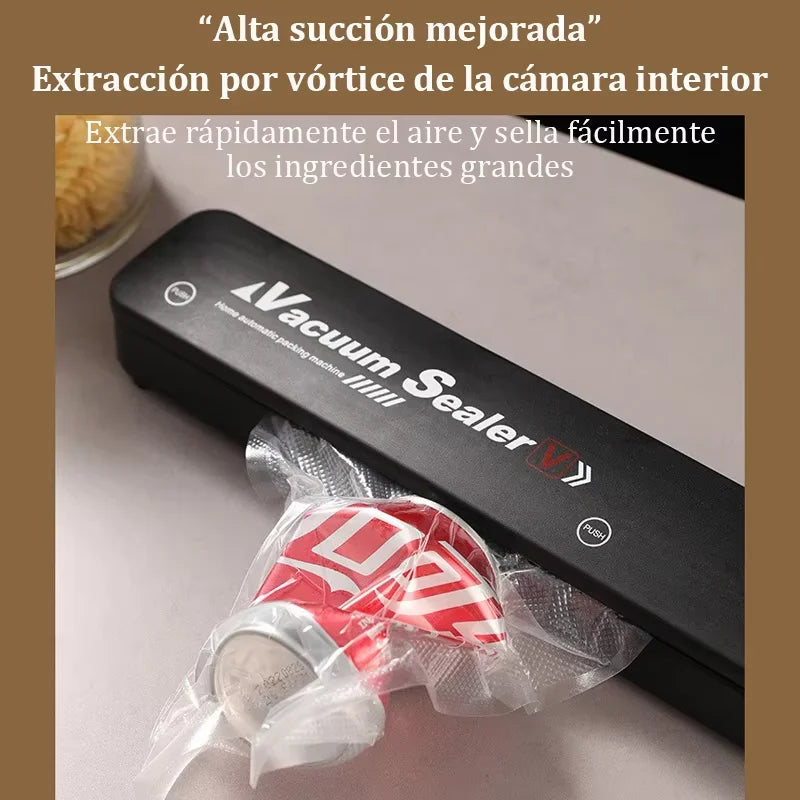 Máquina envasadora de sellador al vacío eléctrico 2025, 220V/110V, con enlace de bolsa de vacío, máquina de sellado al vacío negra fresca para alimentos para el hogar