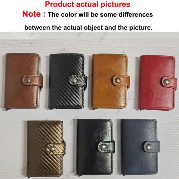 Billetera con tarjetero de fibra de carbono para hombre, cartera minimalista emergente delgada de Metal inteligente Rfid, monedero pequeño negro, Vallet de Metal