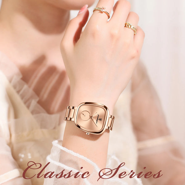 Reloj POEDAGAR elegante de lujo para mujer, Reloj de cuarzo de acero inoxidable resistente al agua para mujer, relojes informales de alta calidad para mujer