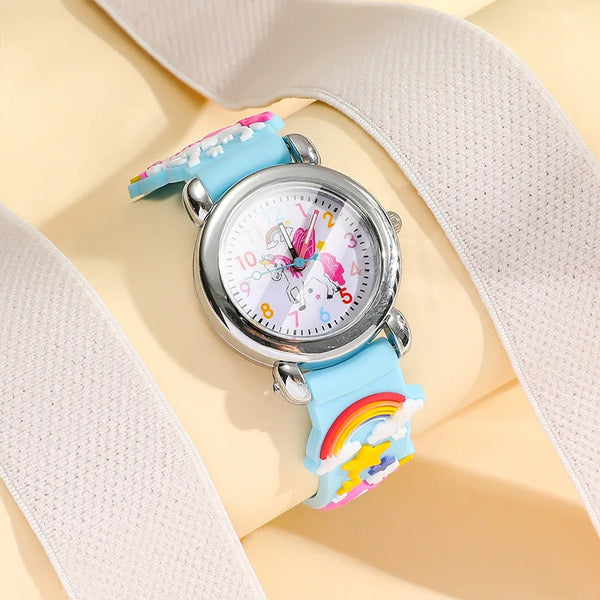 2025 nuevo Reloj para niños correa de silicona amor Arco Iris Pony niños Reloj de cuarzo bebé tiempo de estudio Reloj de niña Reloj Montre