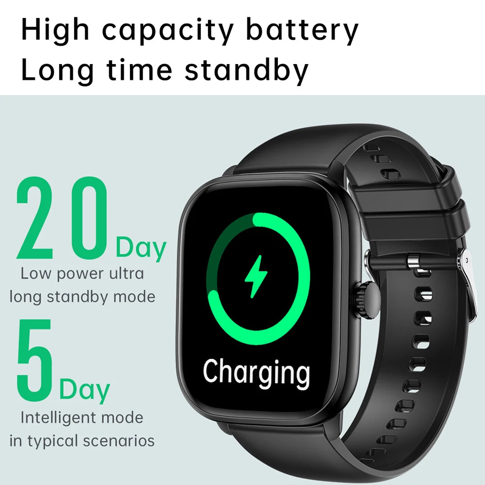 Reloj inteligente con Bluetooth, llamadas, música, relojes inteligentes para hombres, pantalla completamente táctil de 2,01 ", rastreador de Fitness, reloj inteligente resistente al agua