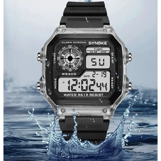 Reloj digital SYNOKE para hombre, reloj de pulsera deportivo luminoso multifunción resistente al agua