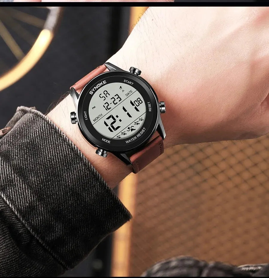 Reloj deportivo multifuncional para hombre, pantalla grande resistente al agua, luminoso, LED, Digital, correa de moda