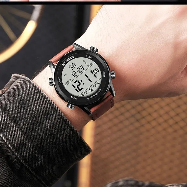 Reloj deportivo multifuncional para hombre, pantalla grande resistente al agua, luminoso, LED, Digital, correa de moda