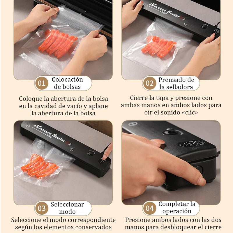Máquina envasadora de sellador al vacío eléctrico 2025, 220V/110V, con enlace de bolsa de vacío, máquina de sellado al vacío negra fresca para alimentos para el hogar