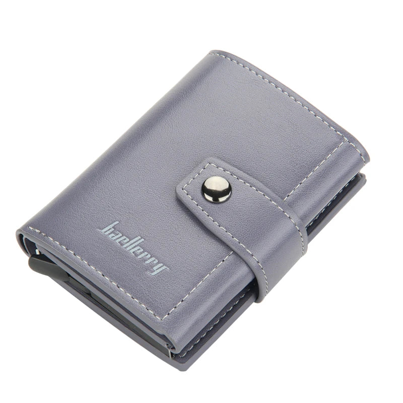Tarjetero de cuero PU para hombre y mujer, tarjetero de identificación de negocios, Metal RFID, caja de aluminio Vintage, billetera para tarjetas, Nota de carbono, nuevo