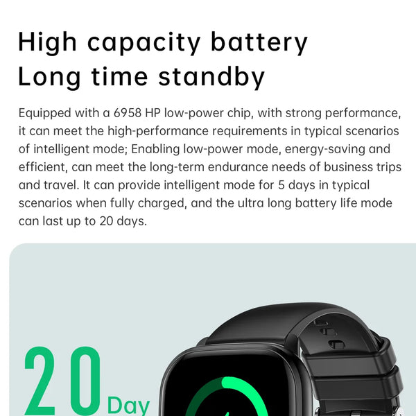 Reloj inteligente con Bluetooth, llamadas, música, relojes inteligentes para hombres, pantalla completamente táctil de 2,01 
