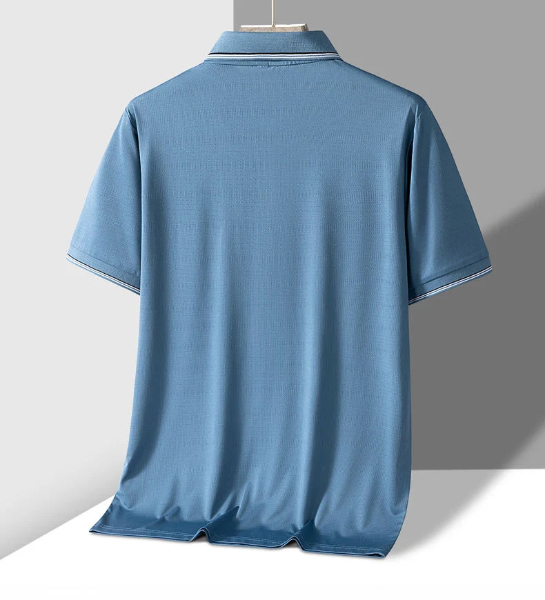 TFETTERS-Camiseta de manga corta para hombre, Polo de negocios antiarrugas con diseño de bolsillo Real, cuello vuelto
