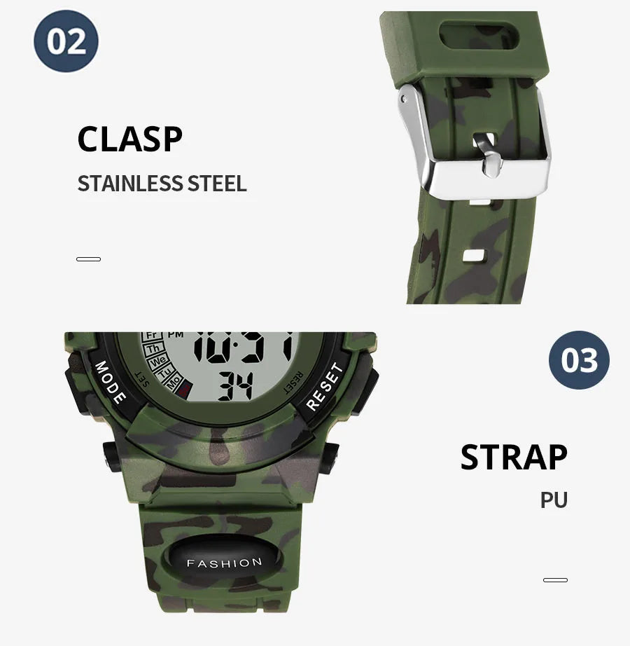 Reloj deportivo SYNOKE para estudiantes para niños, relojes electrónicos coloridos, reloj resistente al agua hasta 50M, reloj digital para niños
