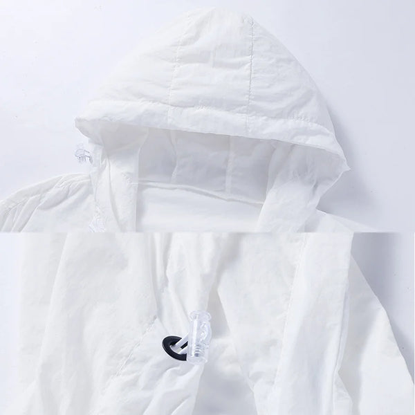 Chaqueta con capucha grande de seda helada de verano para hombres, ligera, transpirable, de secado rápido, ropa de pesca con protección solar, chaqueta con capucha a la moda