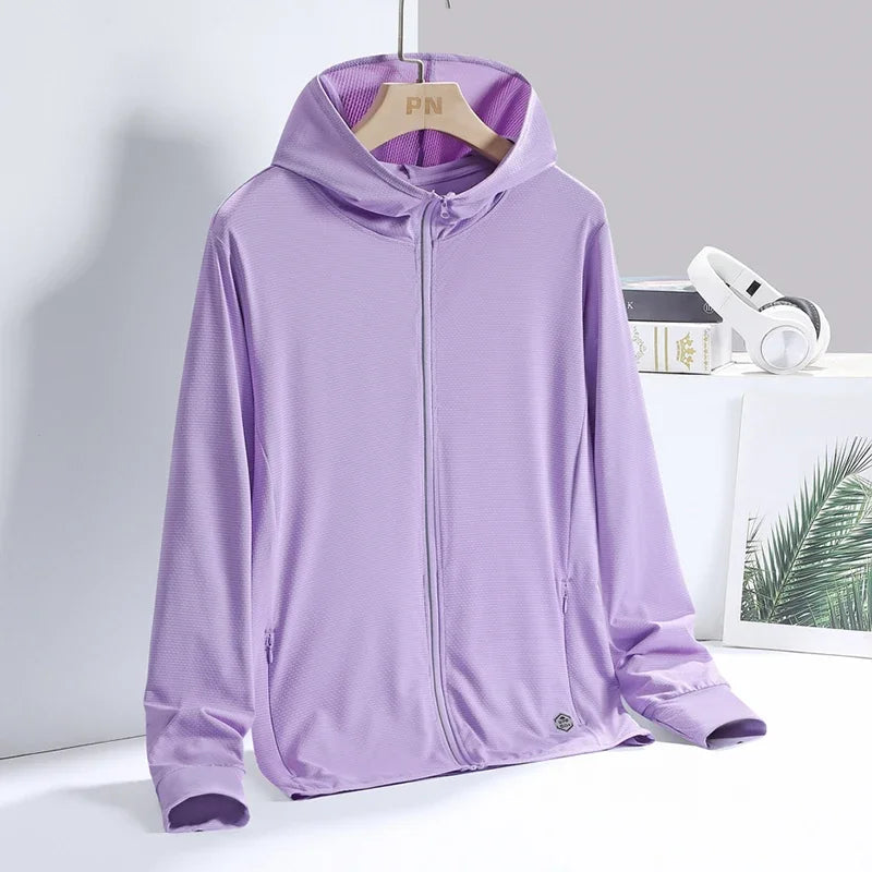 Chaqueta unisex novedad de verano UPF 50+ UV protección solar chaqueta con capucha hombres mujeres ligero senderismo al aire libre