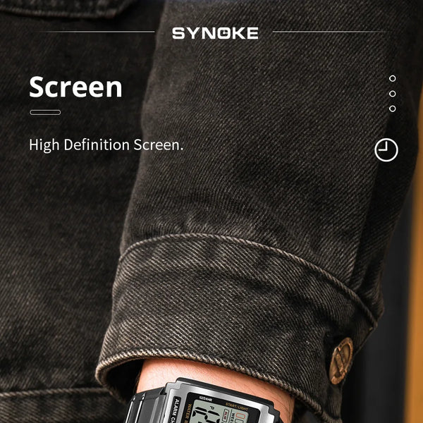 Reloj electrónico deportivo Rectangular para hombre, resistente al agua, luz nocturna de 50M, pantalla grande, despertador, estilo Retro de tendencia