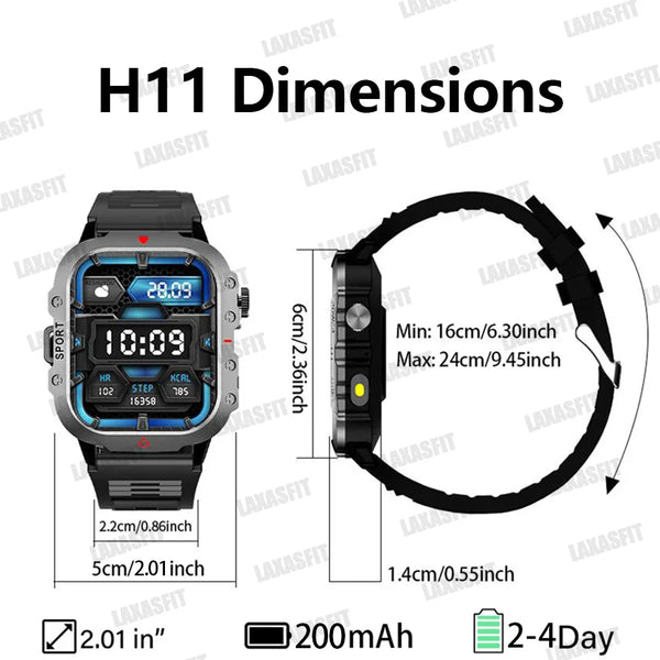 reloj inteligente militar para hombres al aire libre Bluetooth Talk deportes Monitor de ritmo cardíaco reloj inteligente Android IOS