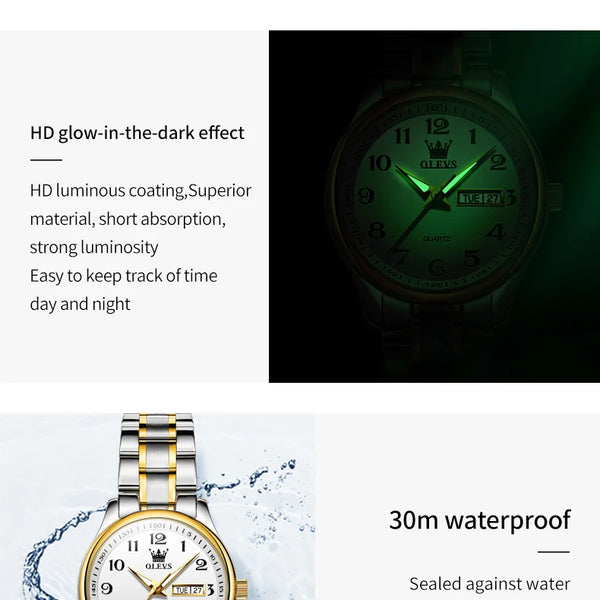 Reloj elegante a la moda para mujer, reloj de lujo de acero inoxidable luminoso