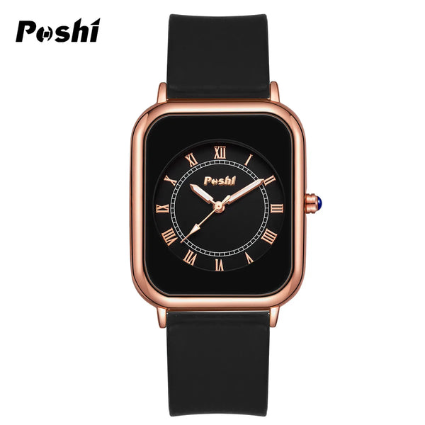 POSHI-Reloj de pulsera de cuarzo Original para mujer, relojes elegantes simples, correa de silicona impermeable, estilo de moda de tendencia