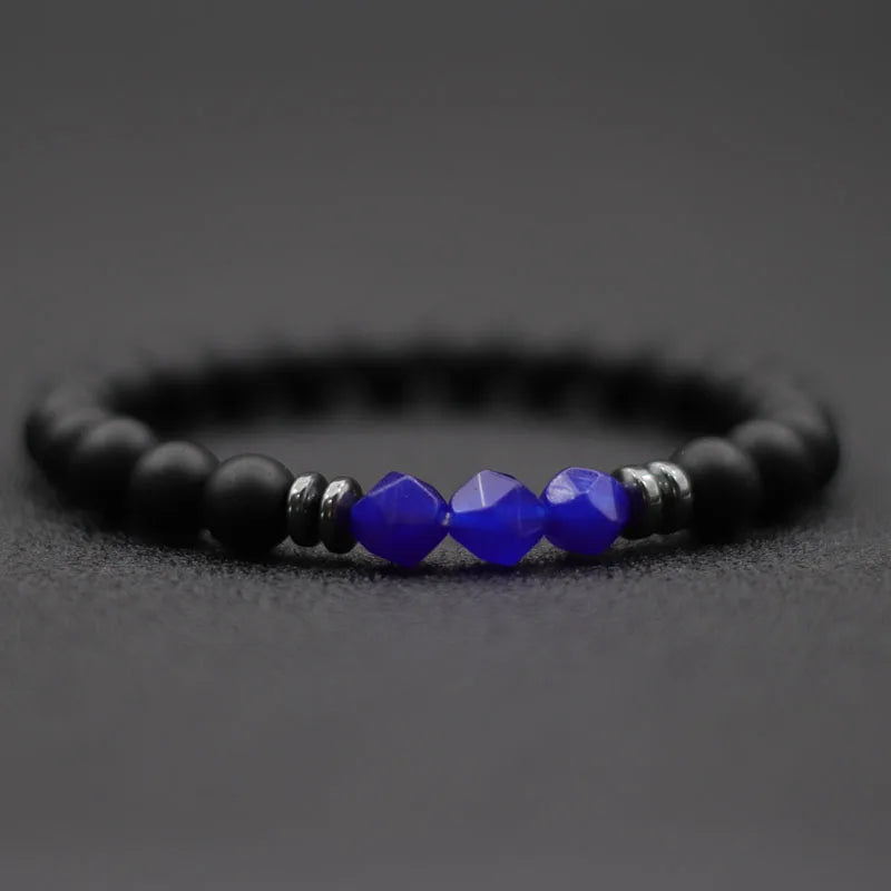 Pulsera de moda para Hombre, pulsera de piedra de ónix negro, ojos de tigre naturales irregulares, cuentas de sodalita, accesorios para Hombre