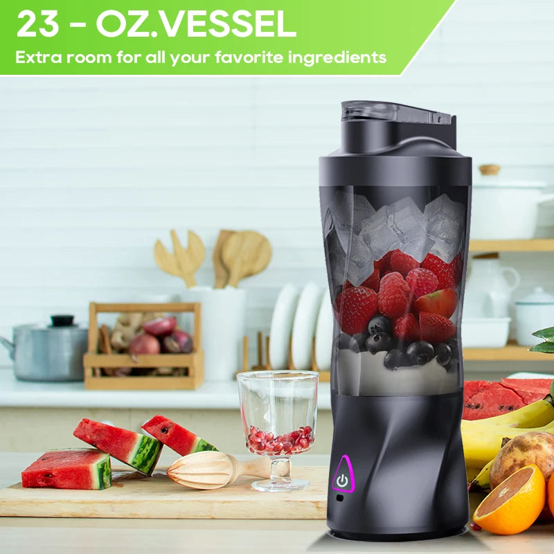 Exprimidor eléctrico portátil, mezclador de frutas frescas, 700ML, multifuncional, recargable por USB, batidos, licuadora, taza mezcladora para exteriores