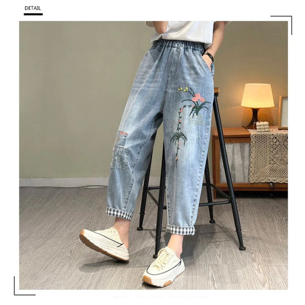 Pantalon holgado con bordado elegante para mujer, dale frescura y estilo a tu outfit