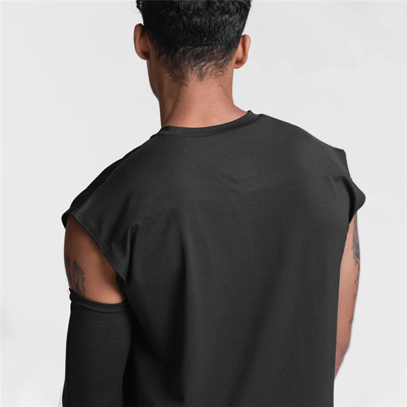 Camiseta sin mangas de ejercicio transpirable para correr y Fitness para hombre, camisetas deportivas informales sin mangas, ropa de gimnasio