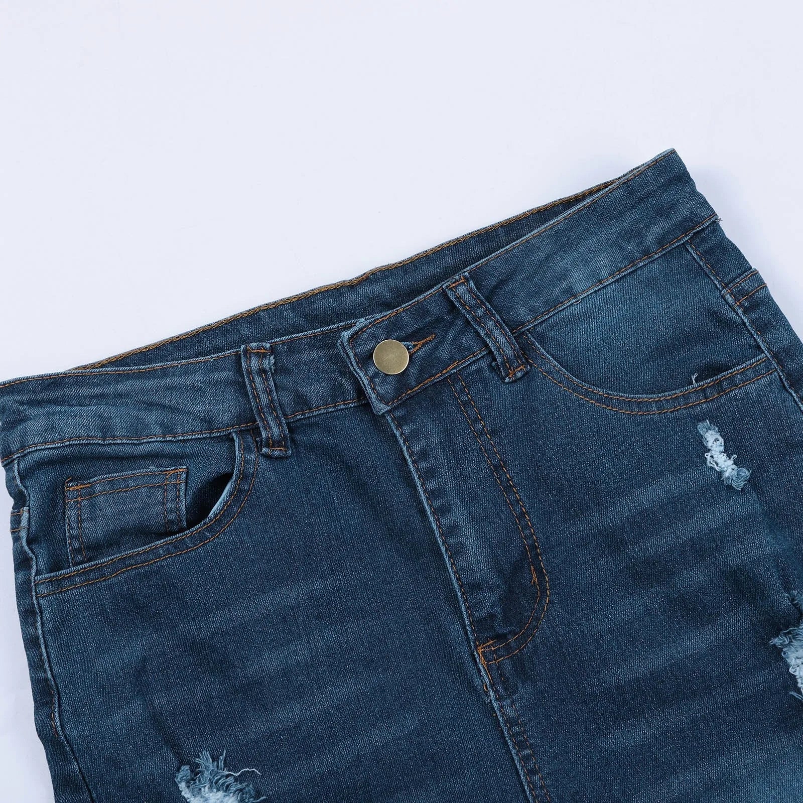 Pantalones de mezclilla con agujeros para mujer, Jeans rasgados ajustados de pies pequeños, pantalones de mezclilla rasgados para glúteos