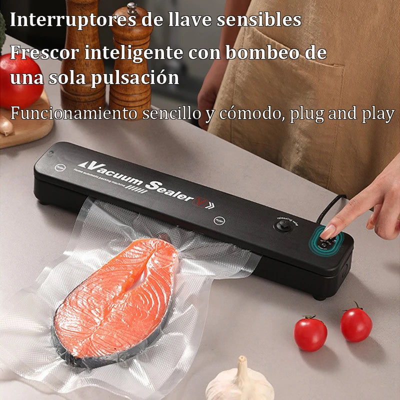 Máquina envasadora de sellador al vacío eléctrico 2025, 220V/110V, con enlace de bolsa de vacío, máquina de sellado al vacío negra fresca para alimentos para el hogar