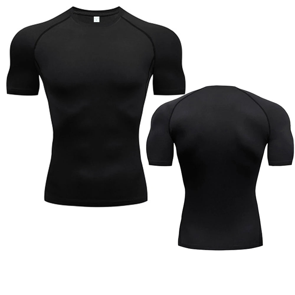 Camiseta de manga larga de compresión, camiseta negra de Fitness para hombre, ropa deportiva de secado rápido para gimnasio, protección solar, capa Base deportiva