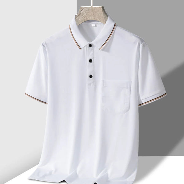 TFETTERS-Camiseta de manga corta para hombre, Polo de negocios antiarrugas con diseño de bolsillo Real, cuello vuelto