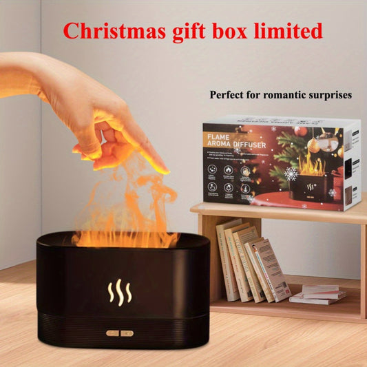 Humidificador ultrasónico de edición limitada con llama simulada, difusor de aromaterapia, luces LED de 9 colores, alimentado por USB, ambientador sin filtro para el dormitorio. 😊