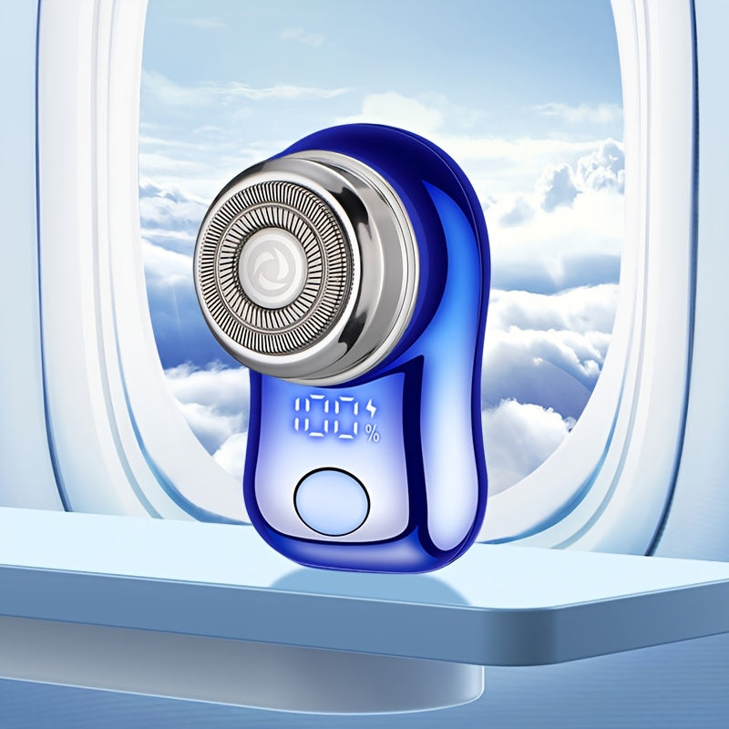 Afeitadora eléctrica portátil mini con pantalla digital inteligente, red de cuchillas de doble anillo, afeitadora cápsula para hombres, maquinilla de bolsillo, ideal para viajes al aire libre, afeitadora inteligente para e