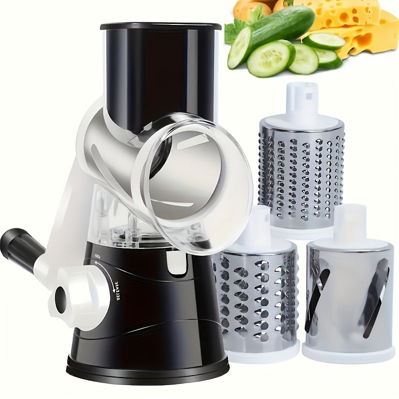 [Cortador Multifuncional] Cortador manual multifuncional de queso, vegetales y frutas - Cortador de tambor de escritorio, utensilio de cocina fácil de usar.