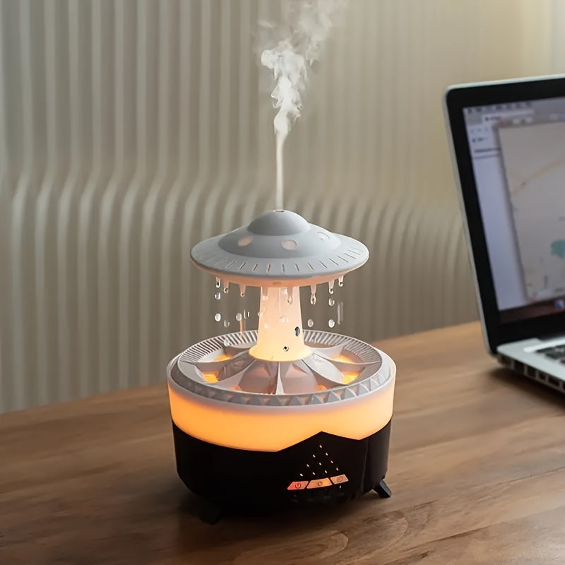 Humidificador inteligente de gran capacidad **XKCBEAUT** con simulación de gotas de agua y difusor de aroma con efecto de llama. Este atomizador de spray volcánico es ideal para el hogar, la oficina y el yoga. También es u