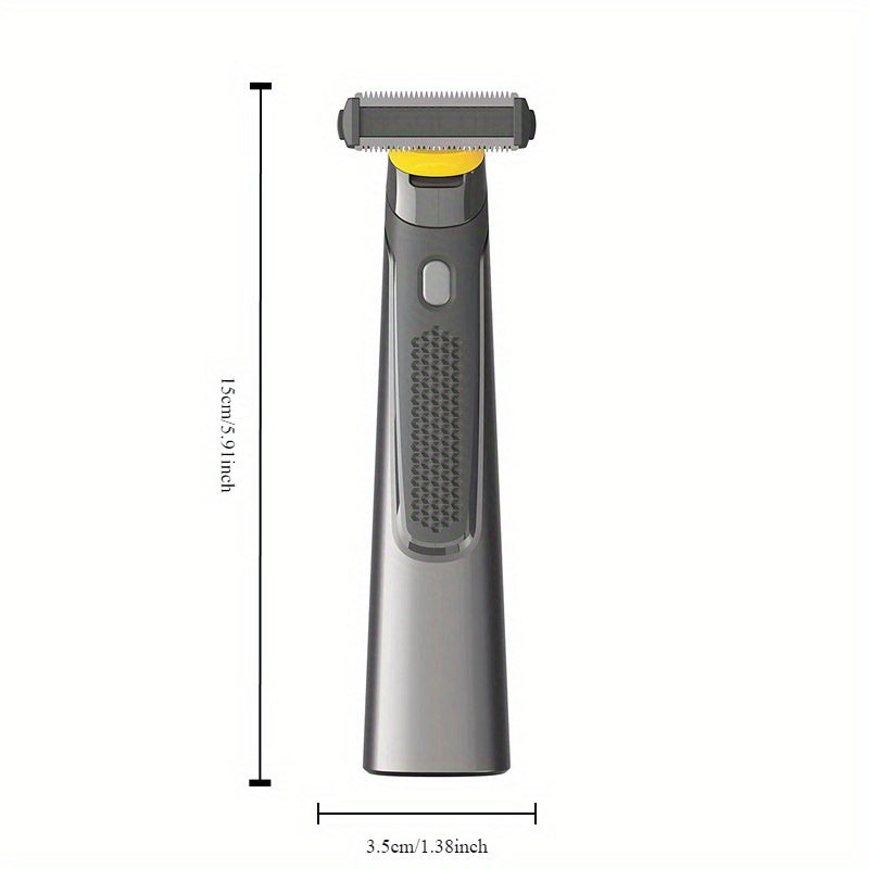 Recortadora eléctrica para hombres recargable por USB - Elegante diseño en negro con detalles amarillos, batería de 800mAh, incluye 3 peines de aseo, afeitadora portátil mini.
