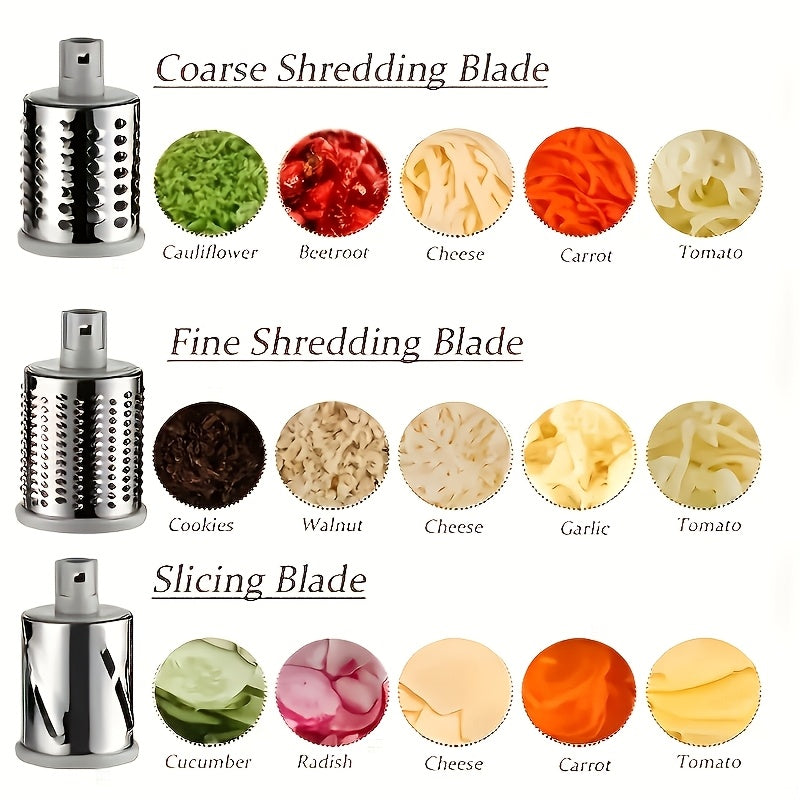 [Cortador Multifuncional] Cortador manual multifuncional de queso, vegetales y frutas - Cortador de tambor de escritorio, utensilio de cocina fácil de usar.