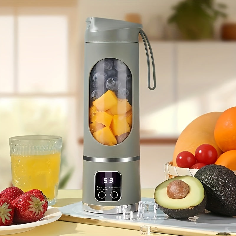 exprimidor portátil inalámbrico para frutas con pantalla LED, batería recargable USB de 1500 mAh, plástico de grado alimenticio ABS, modo de potencia dual - perfecto para batidos y granizados, rompe el hielo fácilmente,