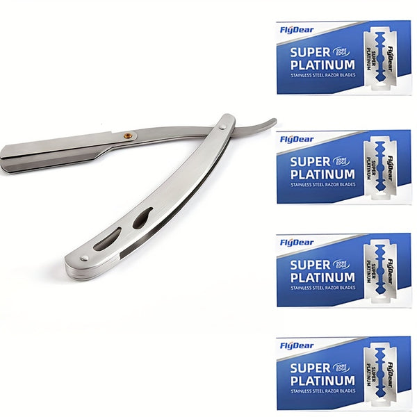 Navaja recta plegable para barbero, diseñada para el afeitado manual de hombres. Ideal para el cuidado facial, la barba y herramientas de peluquería.