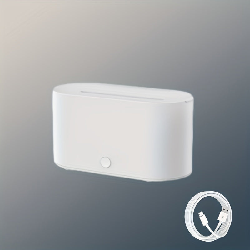 Humidificador con forma de llama simulada y 7 colores, que también funciona como difusor de fragancias con aceites esenciales. Incluye luz ambiental y es ideal como regalo de cumpleaños o Navidad para el hogar u oficina.