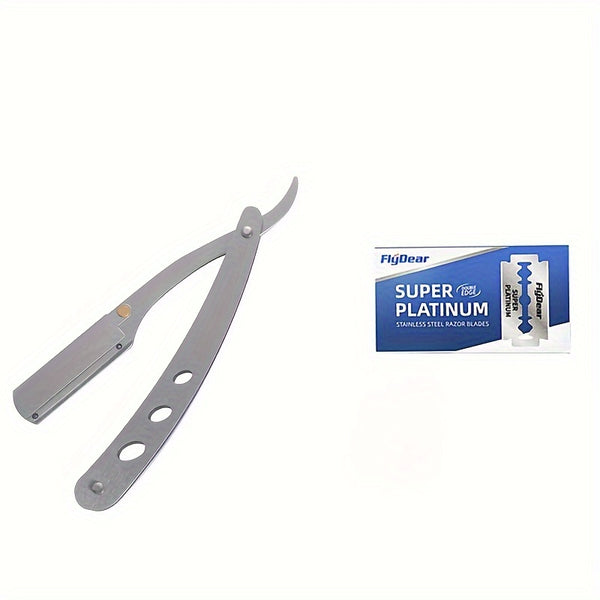 Navaja recta plegable para barbero, diseñada para el afeitado manual de hombres. Ideal para el cuidado facial, la barba y herramientas de peluquería.