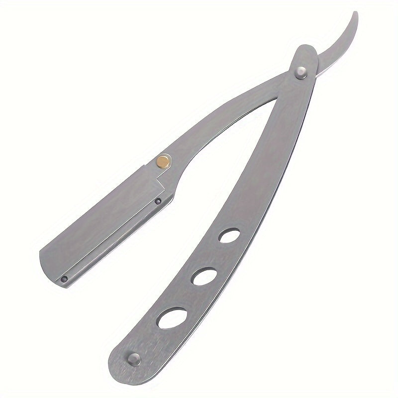 Navaja recta plegable para barbero, diseñada para el afeitado manual de hombres. Ideal para el cuidado facial, la barba y herramientas de peluquería.